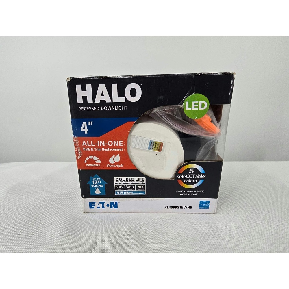 Halo 4in LED Recessed Downlight 5 CCT SeleCCTable 915 Lumens RL4099S1EWHR White